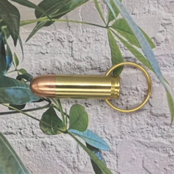Schlüsselanhänger 9mm Patrone, mit Namensgravur
