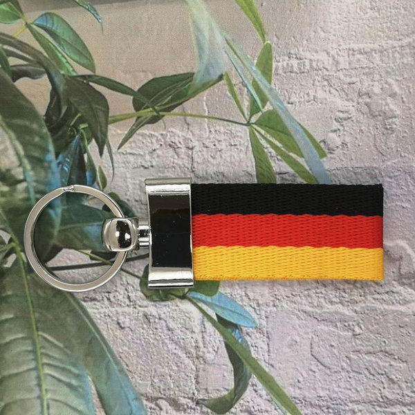 Deutschland Schlüsselanhänger, Schlüsselband schwarz rot gold mit Namensgravur